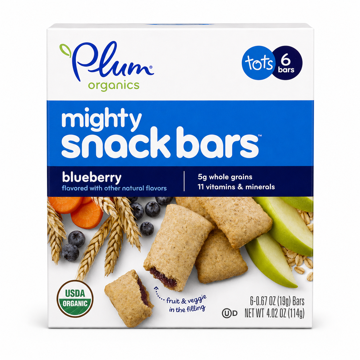 Plum Organics Mighty 4 Essential Nutrition Bars Blueberry with Carrot Organic 0.67 oz Plum Organics
